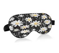 Masque de sommeil Black Daisy doux et rafraîchissant pour les yeux avec sangle élastique, bandeau de nuit pour femmes et hommes en voyage