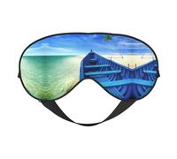 Masque de sommeil bleu ciel jaune plage bateau nuit sommeil masque doux pour les yeux sangle réglable fonctionne en position sieste aide au sommeil