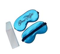 Masque de sommeil brodé en soie douce et occultante avec sangle réglable pour les yeux pour voyage (bleu)