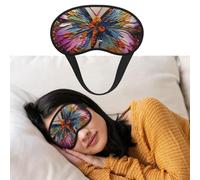 Masque de sommeil brodé papillon coloré, doux et occultant, en satin, avec sangle élastique, idéal pour les voyages et la sieste.