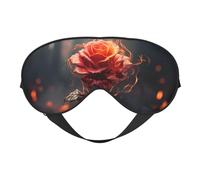Masque de sommeil brûlant à fleurs rouges pour homme et femme - Masque pour les yeux double face avec sangle réglable, doux au toucher soyeux, bloque la lumière et respirant pour voyage, sieste