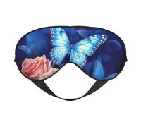 Masque de sommeil Butterflies On Roses pour homme et femme - Masque pour les yeux double face avec sangle réglable, doux et soyeux, bloque la lumière et respirant, pour voyage, sieste, travail de nuit