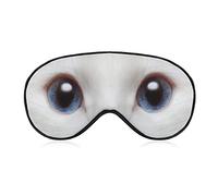 Masque de sommeil chat blanc aux yeux bleus masque pour les yeux de sommeil bandeau avec sangle réglable cache-yeux doux pour bloquer les lumières