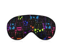 Masque de sommeil Chat drôle dans des couleurs vives au néon Masque pour les yeux bandeau avec sangle réglable Dessin d'animal Couverture douce pour les yeux pour bloquer les lumières