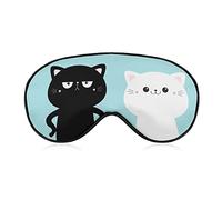Masque de sommeil chat noir blanc dessin animé mignon chaton drôle avec les yeux bandés pour dormir couvre-masque pour les yeux occultant élastique pour une nuit complète de voyage et de sieste