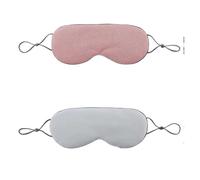 Masque de sommeil chaud et froid, double usage, en soie douce, occultant, bandeau for les yeux, avec sangle élastique réglable, for voyage(Pink-blue)