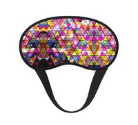 Masque de sommeil coloré à imprimé triangle géométrique, 100 % bloquant la lumière, masque pour les yeux avec sangle réglable