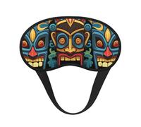 Masque de sommeil coloré à motif Tiki pour femmes, filles, hommes, masque doux et confortable avec sangle réglable pour les yeux, occultant, pour voyage, yoga, sieste, travail