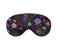 Masque de sommeil coloré à motifs de toiles d'araignée et de champignons pour Halloween, pour femmes et hommes. Masque doux et ajustable avec bandeau pour les yeux, 20 x 10 cm.