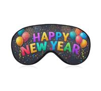 Masque de sommeil coloré avec bannière « Happy New Year » - Masque de sommeil festif pour homme et femme - Sangle réglable - Pour voyage, yoga, sieste, travail