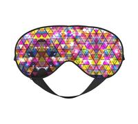 Masque de sommeil coloré avec triangle géométrique imprimé avec sangle réglable doux pour les voyages en avion, yoga, sieste et méditation