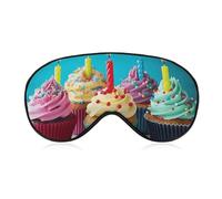 Masque de sommeil coloré « Happy Birthday Cupcakes » pour femmes et hommes - Couverture des yeux avec sangle réglable - Doux et respirant - Occultant - Antidérapant - Essentiels de voyage