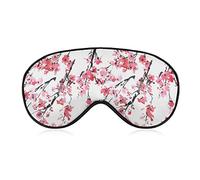Masque de sommeil compatible avec l'arbre à fleurs d'encre aquarelle fleurs de cerisier rose masque de sommeil pour les yeux bandés de nuit pour femmes hommes, couvre-yeux de luxe bloquant la lumièr