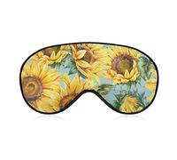 Masque de sommeil compatible avec les fleurs d'aquarelle Masque pour les yeux occultant de tournesol rustique pour dormir avec sangle réglable, bandeau de nuit confortable pour les yeux doux pour le