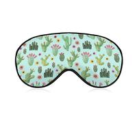 Masque de sommeil compatible avec les fleurs de cactus vert menthe aquarelle pour les yeux bandés de nuit pour les femmes et les hommes, couvre-yeux de luxe bloquant la lumière avec sangle réglable
