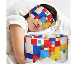 Masque de sommeil confortable à imprimé carré coloré | Masque de sommeil pour dormir avec design réglable, bandeau pour les yeux doux