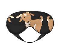 Masque de sommeil confortable à imprimé chèvre marron - Couvre-yeux complet, réglable, doux et respirant pour les voyages, la méditation