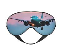 Masque de sommeil confortable avec imprimé avion dans les lumières du soir pour homme et femme léger voyage sieste méditation yoga travail