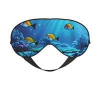 Masque de sommeil confortable avec imprimé paysage sous-marin pour homme et femme, léger, voyage, sieste, méditation, yoga, travail