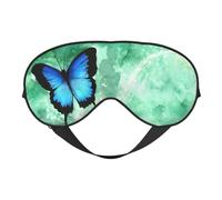 Masque de sommeil confortable avec motif papillon bleu pour dormir, masque de sommeil bloquant la lumière avec sangle réglable