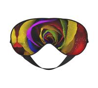 Masque de sommeil confortable avec motif roses arc-en-ciel pour dormir, masque de sommeil bloquant la lumière avec sangle réglable