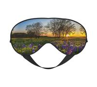 Masque de sommeil confortable avec sangle réglable Motif prairie lavande au coucher du soleil