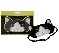 Masque de sommeil confortable en peluche en forme de chat (noir/blanc)