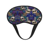 Masque de sommeil confortable et ultra doux pour les voyages, le travail, les siestes - Motif abstrait crâne violet et feuilles bleues - Masque de sommeil sans pression pour hommes, femmes et enfants