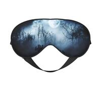 Masque de sommeil confortable gothique avec imprimé Happy Halloween - Couverture complète des yeux - Réglable, doux et respirant pour les voyages, la méditation
