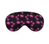 Masque de sommeil confortable, masque de sommeil à sangle réglable pour voyage en avion, motif cœurs néon noirs pour la Saint-Valentin