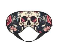 Masque de sommeil confortable pour homme et femme avec motif floral et tête de mort - Léger - Pour voyage, méditation, yoga, travail