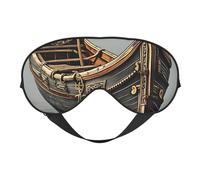 Masque de sommeil confortable pour homme et femme Motif bateaux vikings Pour voyage, sieste, méditation, yoga, travail