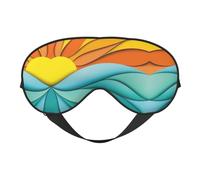Masque de sommeil confortable pour les yeux au coucher du soleil et au lever du soleil avec vagues de l'océan, masque de sommeil bloquant la lumière avec sangle réglable