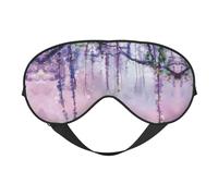 Masque de sommeil confortable pour les yeux avec fleurs de glycine aux couleurs de rêve, masque de sommeil bloquant la lumière avec sangle réglable