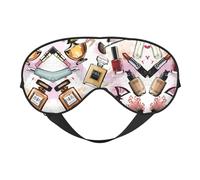 Masque de sommeil confortable pour les yeux avec imprimé sur le thème des cosmétiques et du maquillage - Couverture complète des yeux, réglable, doux et respirant pour les voyages, la méditation