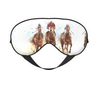 Masque de sommeil confortable pour les yeux, motif course de cheval, équitation, sport, couvre-yeux, réglable, doux et respirant pour voyage, méditation