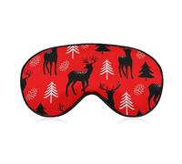 Masque de sommeil confortable pour les yeux, sangle réglable, masque de sommeil pour voyage, yoga, sieste, compatible avec l'arbre de Noël, le renne, le cerf, rouge, noir