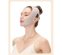 Masque de sommeil contour du visage et menton, masque de levage réutilisable en V, masque facial en V, sangle faciale, masque de traction (rose)