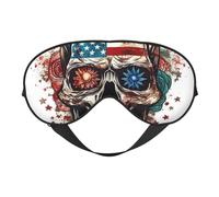 Masque de sommeil, crâne en sucre avec drapeau américain, masque de sommeil pour femmes et hommes, couvre-yeux occultant pour voyage/sommeil