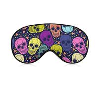 Masque de sommeil Crânes polygonaux Masque pour les yeux de sommeil bandeau avec sangle réglable Jour des morts Couverture douce pour les yeux pour bloquer les lumières