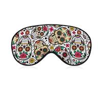 Masque de sommeil Creepy Mexican Skull Sleep Eye Mask Bandeau avec sangle réglable Fleurs d'Halloween Soft Eye Cover pour bloquer les lumières