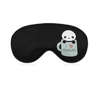 Masque de sommeil Cute Love Pandas avec sangle réglable Soft Eye Cover Blackout Blindfold pour Voyage Relax Sieste