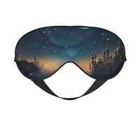 Masque de sommeil de nuit lune et étoile pour homme et femme - Masque pour les yeux double face avec sangle réglable, doux et soyeux, bloque la lumière et respirant, pour voyage, sieste, travail de