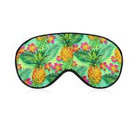 Masque de sommeil de voyage pour homme et femme compatible avec les fleurs tropicales exotiques, les feuilles de pin aquarelle et les masques pour les yeux réglables pour dormir, les voyages, le tra