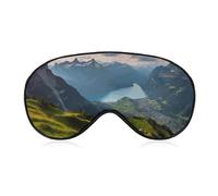 Masque de sommeil des Alpes suisses pour homme et femme avec sangle réglable - Doux et respirant - Occultant - Antidérapant - Essentiels de voyage