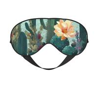 Masque de sommeil d'été à motif cactus floral pour homme et femme - Masque pour les yeux double face avec sangle réglable, doux au toucher soyeux, bloque la lumière et respirant pour voyage, sieste