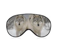 Masque de sommeil deux loups marchant dans la neige pour homme et femme avec sangle réglable - Masque occultant doux et respirant - Antidérapant - Essentiels de voyage