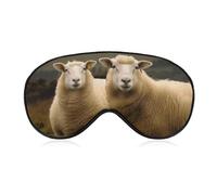 Masque de sommeil deux moutons blancs pour homme et femme avec sangle réglable - Masque occultant doux et respirant - Antidérapant - Essentiels de voyage