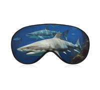 Masque de sommeil deux requins blancs pour homme et femme avec sangle réglable - Masque occultant doux et respirant - Antidérapant - Essentiels de voyage