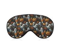 Masque de sommeil d'Halloween avec citrouilles effrayantes, fantômes et crânes : masque occultant doux pour un sommeil profond et une sieste en voyage.